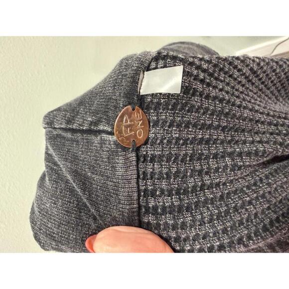 Free People Women's Mason Hoodie in Acid Wash Black,Waffle Knit Zip-Up Hoodie - Picture 7 of 8